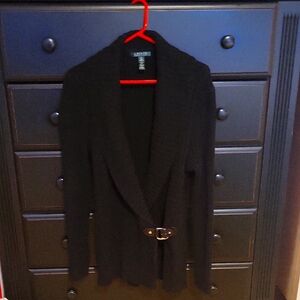 Ralph Lauren Black Cardigan with Buckle Detail